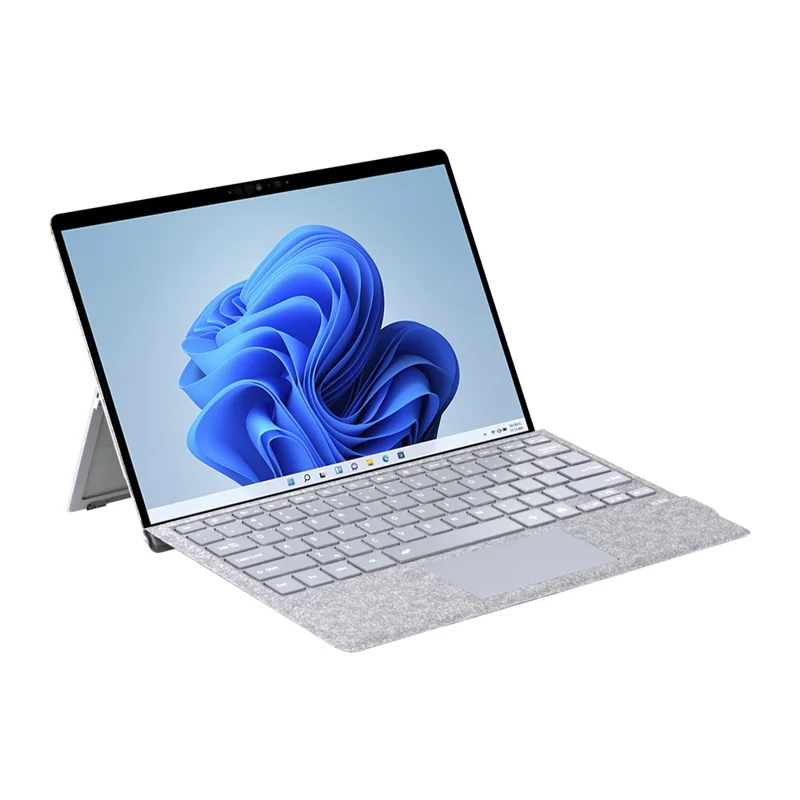 SF-1089D For Microsoft Surface Pro 7+ / 7 / 6 / 5 / 4 / 3 Magnetic Keyboard with Backlit Touchpad Microfiber PU Leather - Light Grey