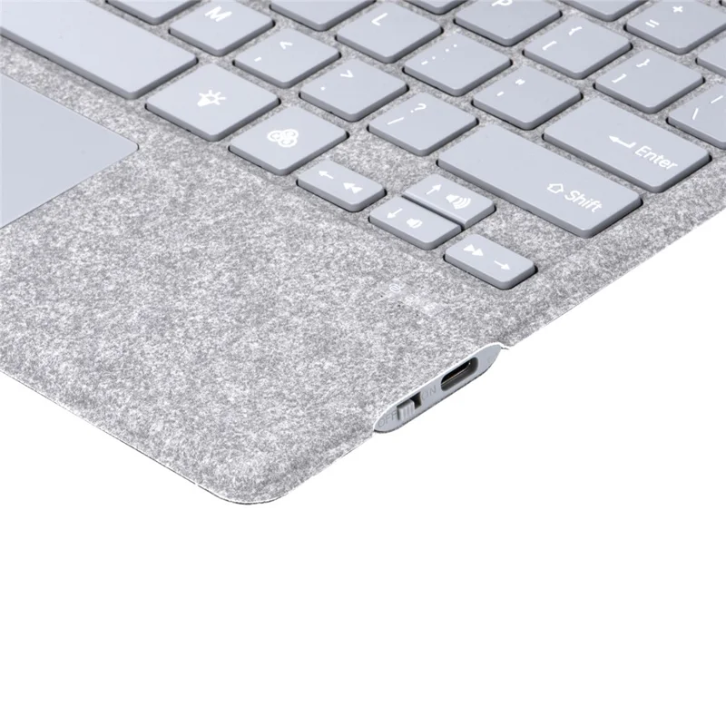 SF-1089D For Microsoft Surface Pro 7+ / 7 / 6 / 5 / 4 / 3 Magnetic Keyboard with Backlit Touchpad Microfiber PU Leather - Light Grey