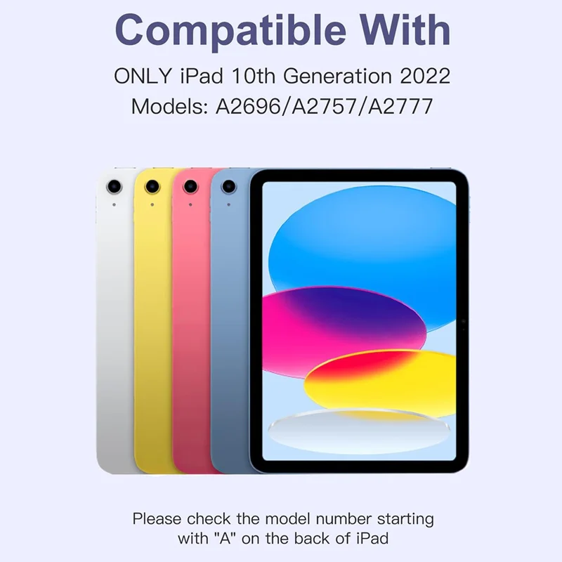 CS-1099 Für iPad 10.9 (2022) Bunte Hintergrundbeleuchtete Bluetooth-Kompatible Tastatur Schutzhülle - Schwarz