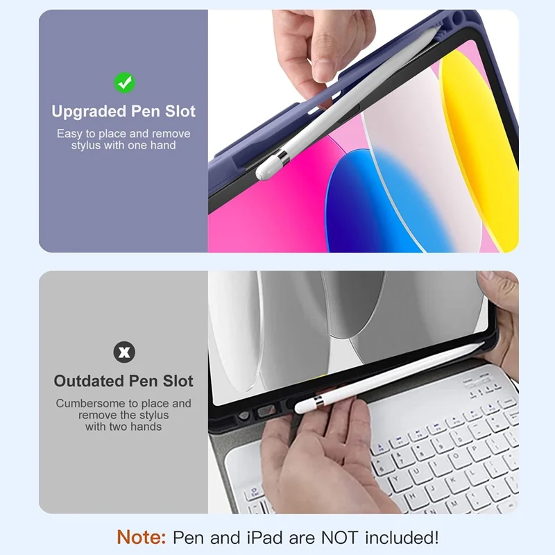 CS-1099 For iPad (2025) / 10.9 (2022) Colorful Backlit Bluetooth-Compatible Keyboard Protective Cover - Purple