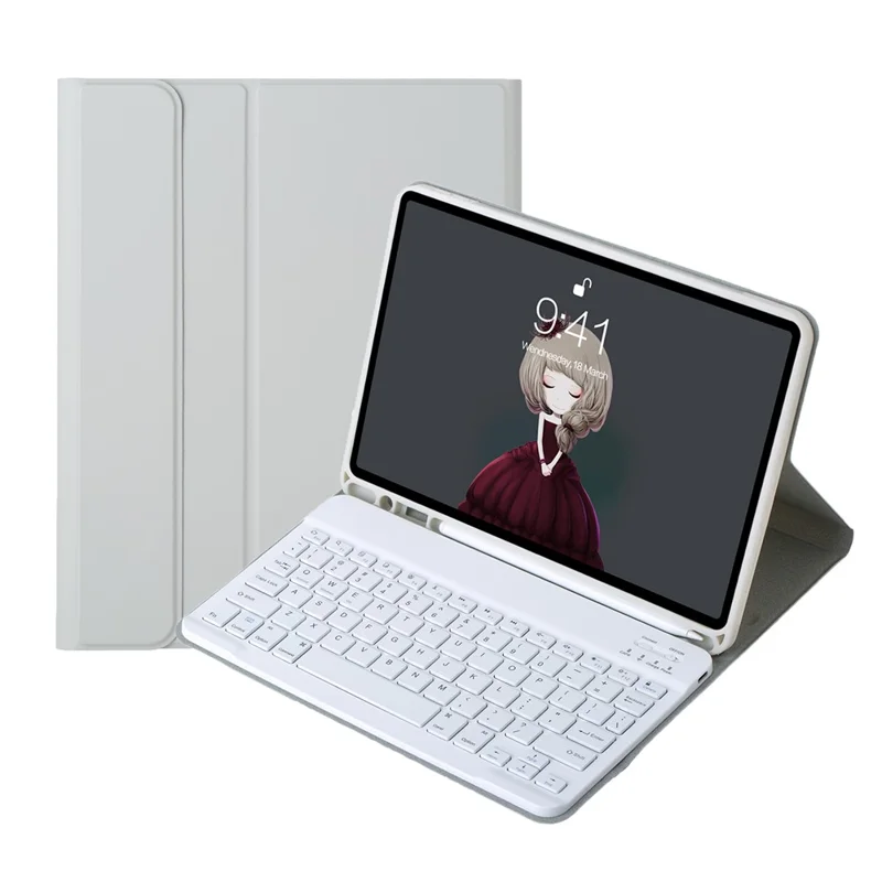 A10B Per iPad 10.9 (2022) Cover Tablet in Pelle + Custodia TPU con Tastiera Bluetooth e Slot per Penna - Grigio