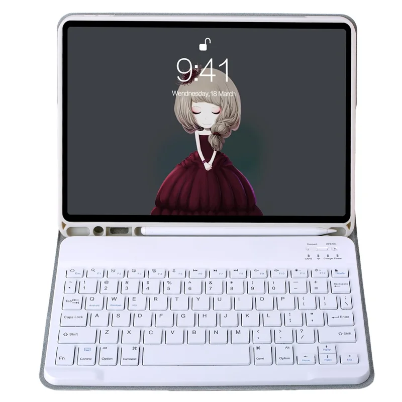 A10B Per iPad 10.9 (2022) Cover Tablet in Pelle + Custodia TPU con Tastiera Bluetooth e Slot per Penna - Grigio