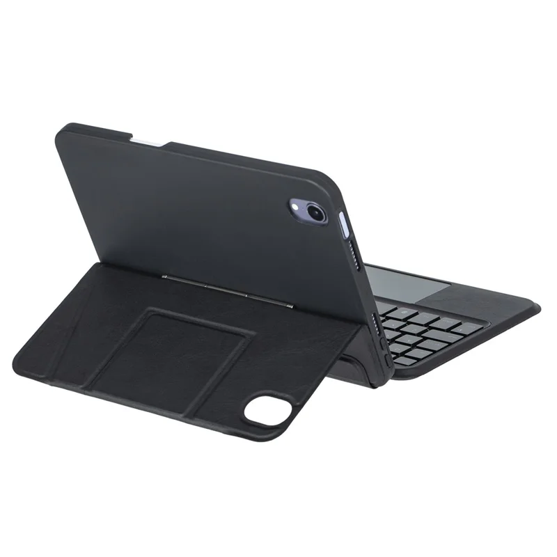 HY-06B For iPad mini (2024) / (2021) Leather Case Detachable Backlit Bluetooth-Compatible Keyboard with Floating Stand - Black