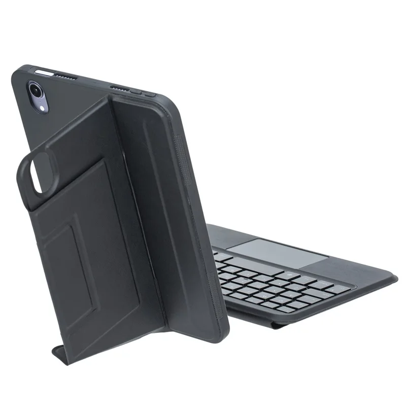 HY-06B For iPad mini (2024) / (2021) Leather Case Detachable Backlit Bluetooth-Compatible Keyboard with Floating Stand - Black