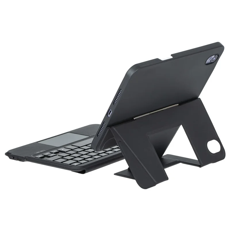 HY-06B For iPad mini (2024) / (2021) Leather Case Detachable Backlit Bluetooth-Compatible Keyboard with Floating Stand - Black