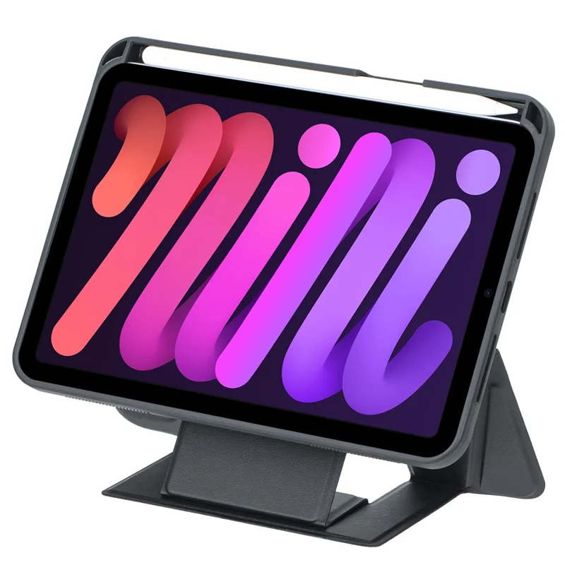 HY-06B For iPad mini (2024) / (2021) Leather Case Detachable Backlit Bluetooth-Compatible Keyboard with Floating Stand - Black