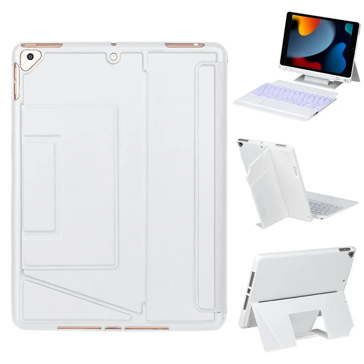 HY-102B Leather Case For iPad 10.2 (2021)/(2020)/(2019)/Air 10.5 inch (2019)/Pro 10.5-inch (2017) Keyboard with Floating Stand - White