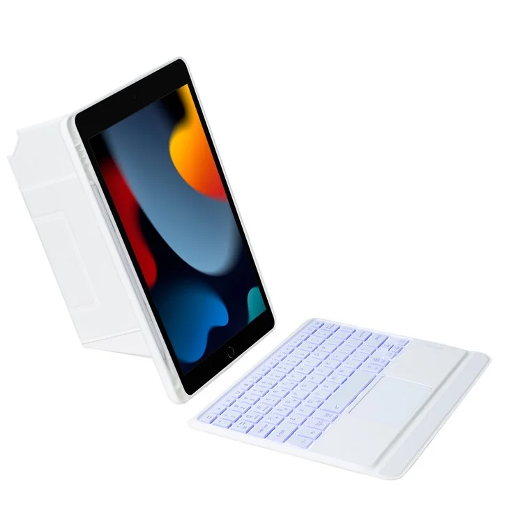 HY-102B Leather Case For iPad 10.2 (2021)/(2020)/(2019)/Air 10.5 inch (2019)/Pro 10.5-inch (2017) Keyboard with Floating Stand - White