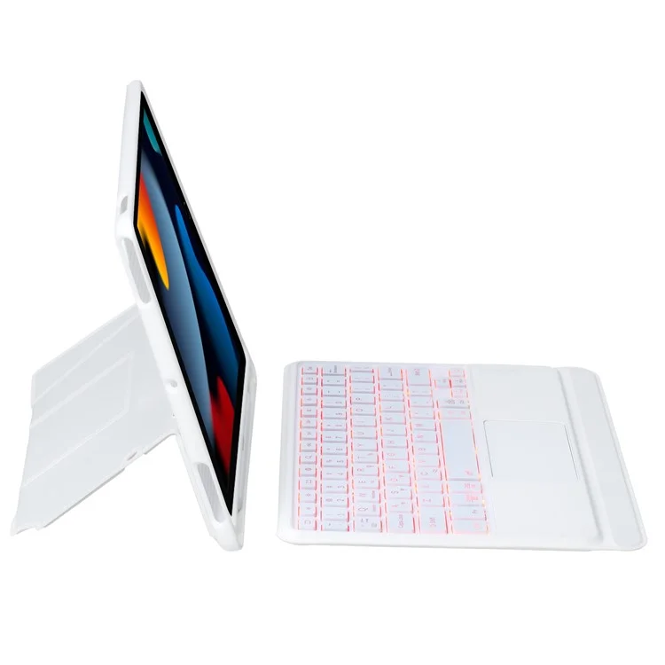 HY-102B Leather Case For iPad 10.2 (2021)/(2020)/(2019)/Air 10.5 inch (2019)/Pro 10.5-inch (2017) Keyboard with Floating Stand - White