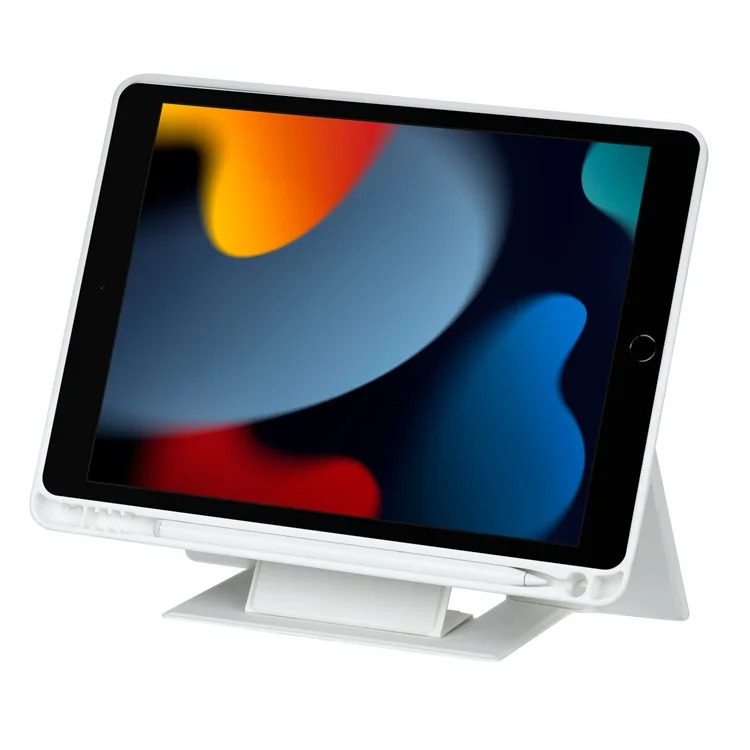 HY-102B Leather Case For iPad 10.2 (2021)/(2020)/(2019)/Air 10.5 inch (2019)/Pro 10.5-inch (2017) Keyboard with Floating Stand - White