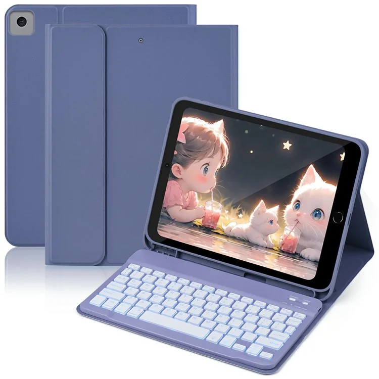 SK-1029D Custodia in pelle con tastiera Bluetooth per iPad 10.2 (2021) / (2020) / (2019) / Air 10.5 pollici (2019) / Pro 10.5 pollici (2017) - Grigio Blu
