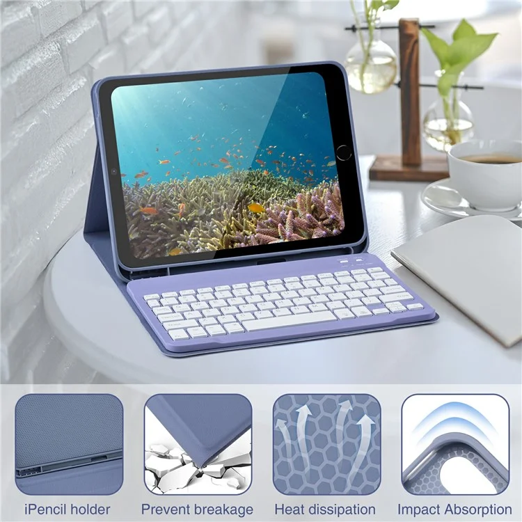 SK-1029D Custodia in pelle con tastiera Bluetooth per iPad 10.2 (2021) / (2020) / (2019) / Air 10.5 pollici (2019) / Pro 10.5 pollici (2017) - Grigio Blu