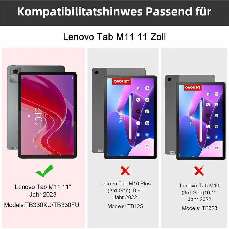 SK-M11 Für Tab M11 (TB330FU / TB330XU) Bluetooth-kompatibler Tastatur-Lederhülle mit Stiftfach - Schwarz