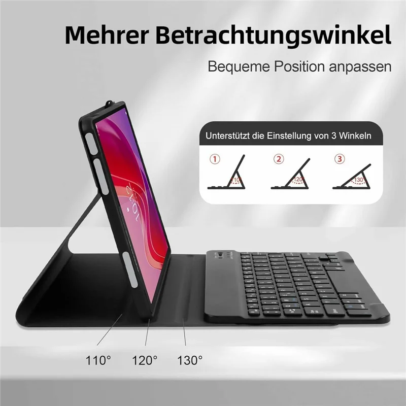SK-M11 Für Tab M11 (TB330FU / TB330XU) Bluetooth-kompatibler Tastatur-Lederhülle mit Stiftfach - Schwarz
