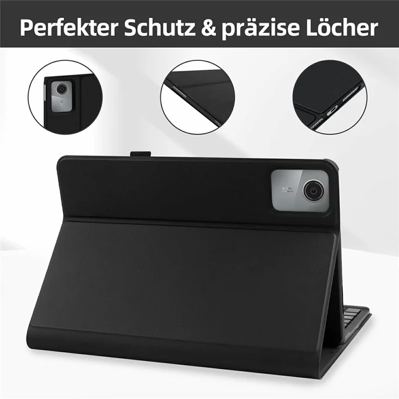 SK-M11 Für Tab M11 (TB330FU / TB330XU) Bluetooth-kompatibler Tastatur-Lederhülle mit Stiftfach - Schwarz