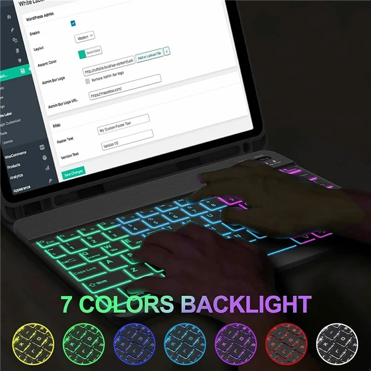 RGB-MI6 / 6pro For Xiaomi Pad 6 Pro / Pad 6 RGB Backlit Bluetooth-Compatible Keyboard Leather Case with Pen Slot