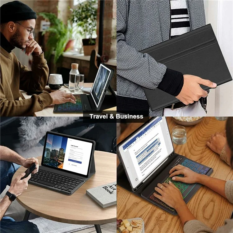 RGB-MI6 / 6pro For Xiaomi Pad 6 Pro / Pad 6 RGB Backlit Bluetooth-Compatible Keyboard Leather Case with Pen Slot