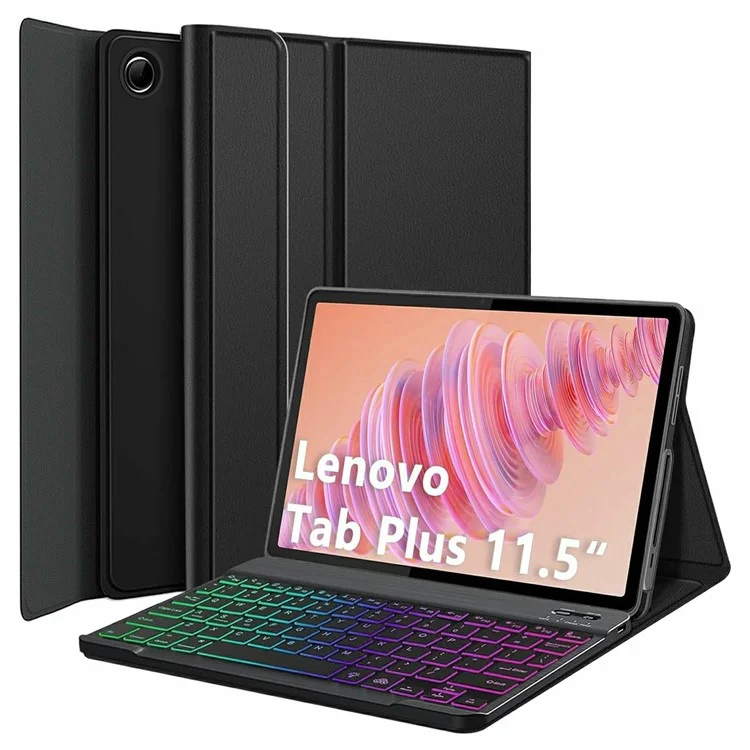 RGB-P11.5 For Lenovo Tab Plus 11.5 Inch 2024 (TB351FU) RGB Backlit Bluetooth-Compatible Keyboard Leather Case with Pen Slot