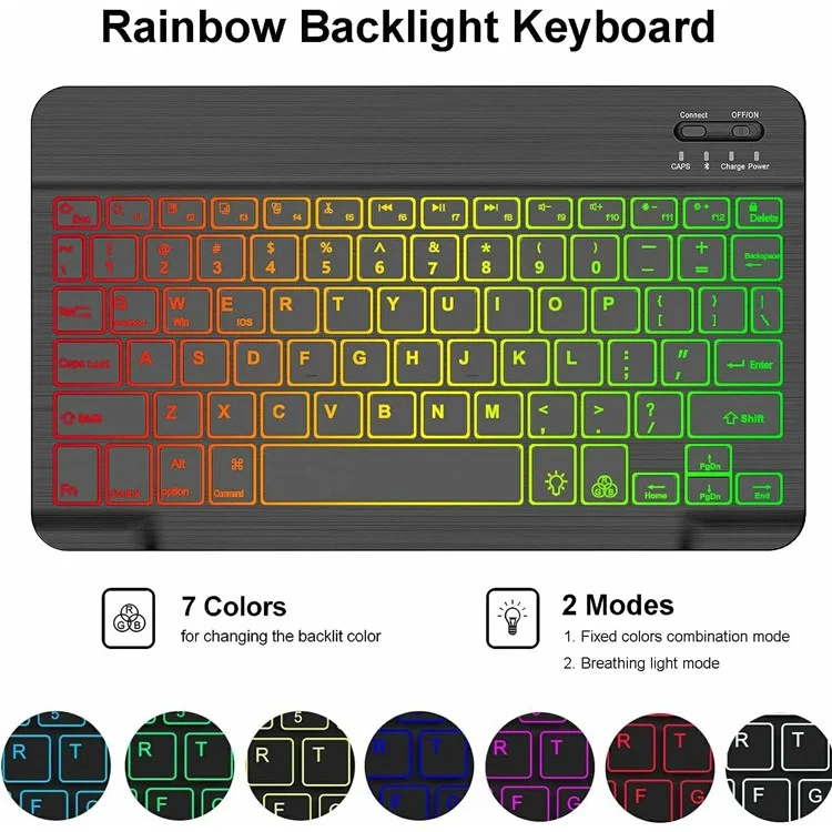 RGB-P11.5 For Lenovo Tab Plus 11.5 Inch 2024 (TB351FU) RGB Backlit Bluetooth-Compatible Keyboard Leather Case with Pen Slot