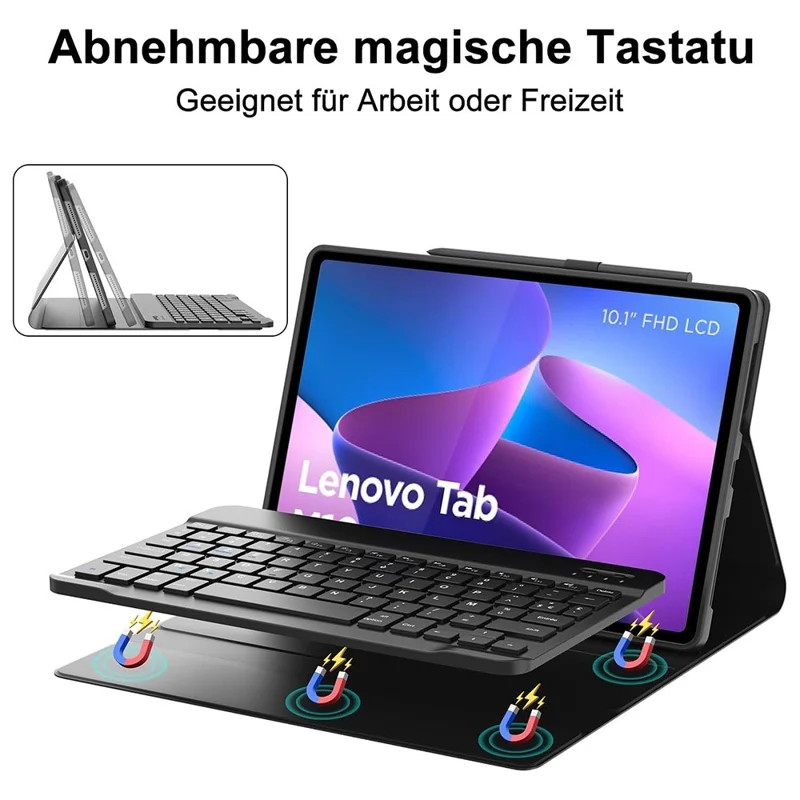 SK-M10 For Lenovo Tab M10 (Gen 3) Leather Tablet Stand Cover + Bluetooth-Compatible Keyboard
