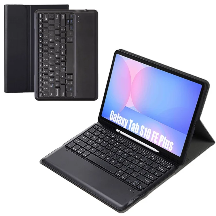 A820B Pour Samsung Galaxy Tab S10 FE+ X620 / X626B Étui à clavier détachable compatible Bluetooth avec fente pour stylet - Noir