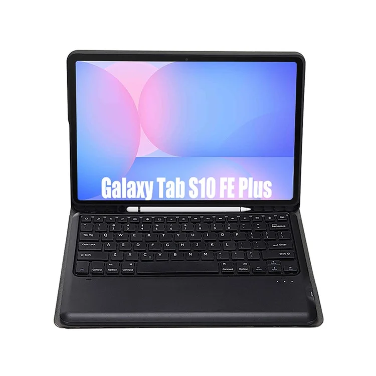 A820B Pour Samsung Galaxy Tab S10 FE+ X620 / X626B Étui à clavier détachable compatible Bluetooth avec fente pour stylet - Noir