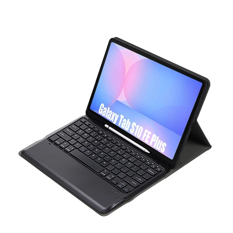 A820B Pour Samsung Galaxy Tab S10 FE+ X620 / X626B Étui à clavier détachable compatible Bluetooth avec fente pour stylet - Noir