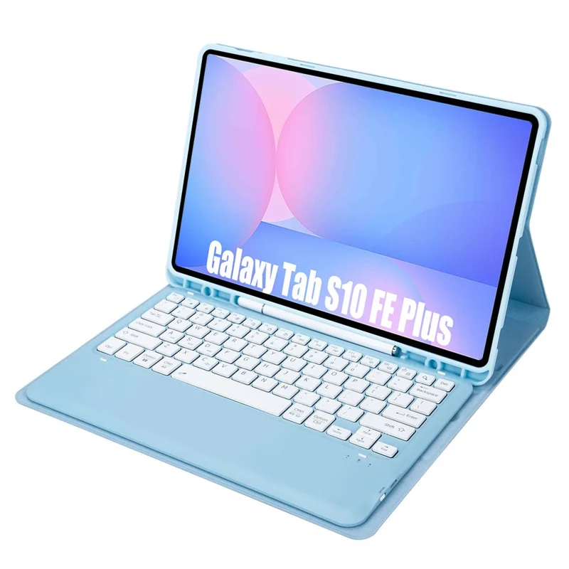 A820B For Samsung Galaxy Tab S10 FE+ X620 / X626B Detachable Bluetooth-compatible Keyboard Case with Pen Slot - Ice Blue