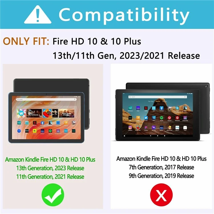 RGB-HD10.1(21 / 23) For Amazon Fire HD 10 Plus (2023) (2021) / Fire HD 10 (2023) (2021) Bluetooth-Compatible Keyboard with Tri Color Backlit