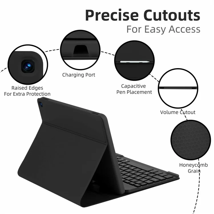 RGB-HD10.1(21 / 23) For Amazon Fire HD 10 Plus (2023) (2021) / Fire HD 10 (2023) (2021) Bluetooth-Compatible Keyboard with Tri Color Backlit