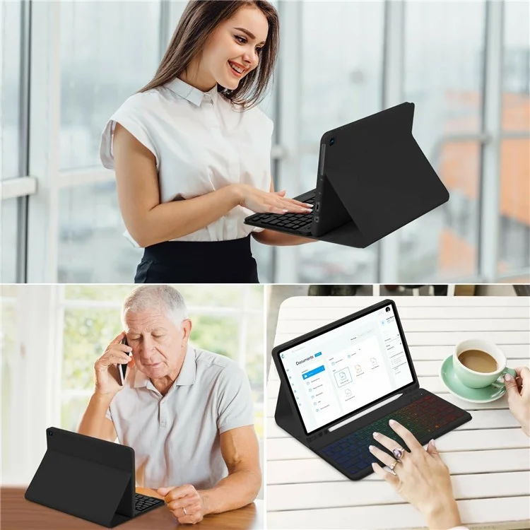 RGB-HD10.1(21 / 23) For Amazon Fire HD 10 Plus (2023) (2021) / Fire HD 10 (2023) (2021) Bluetooth-Compatible Keyboard with Tri Color Backlit
