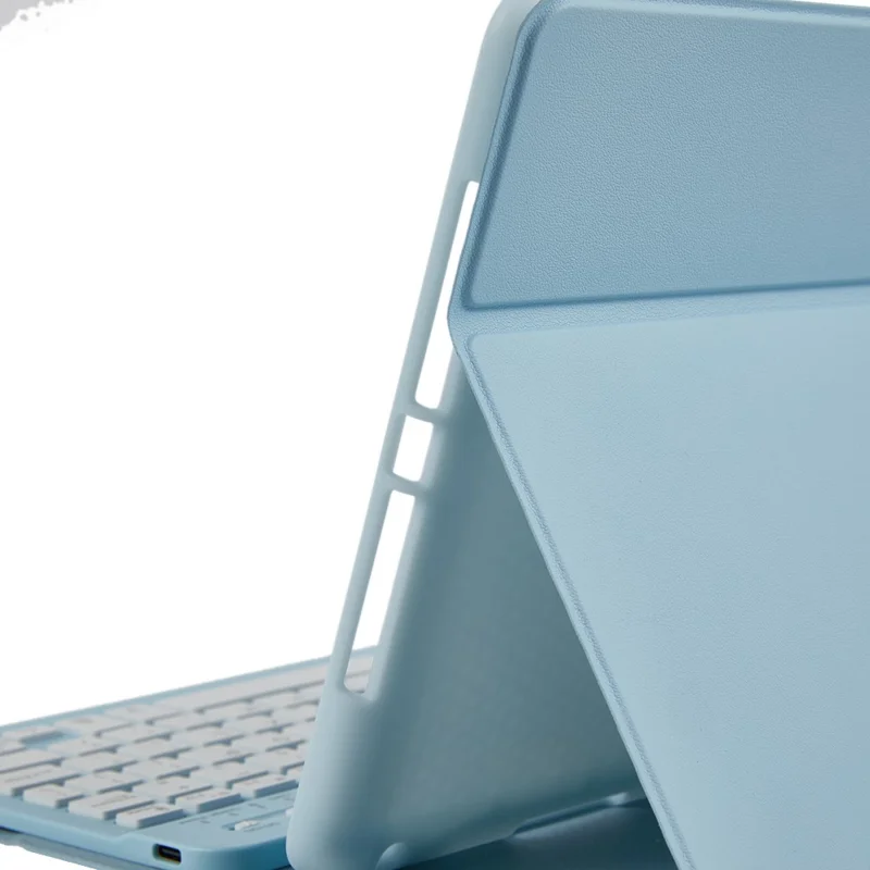 SK-9709D Leather Case For iPad 9.7-inch (2018) / (2017) / Air (2013) / Air 2 , Colorful Backlit Bluetooth-Compatible Keyboard - Sky Blue