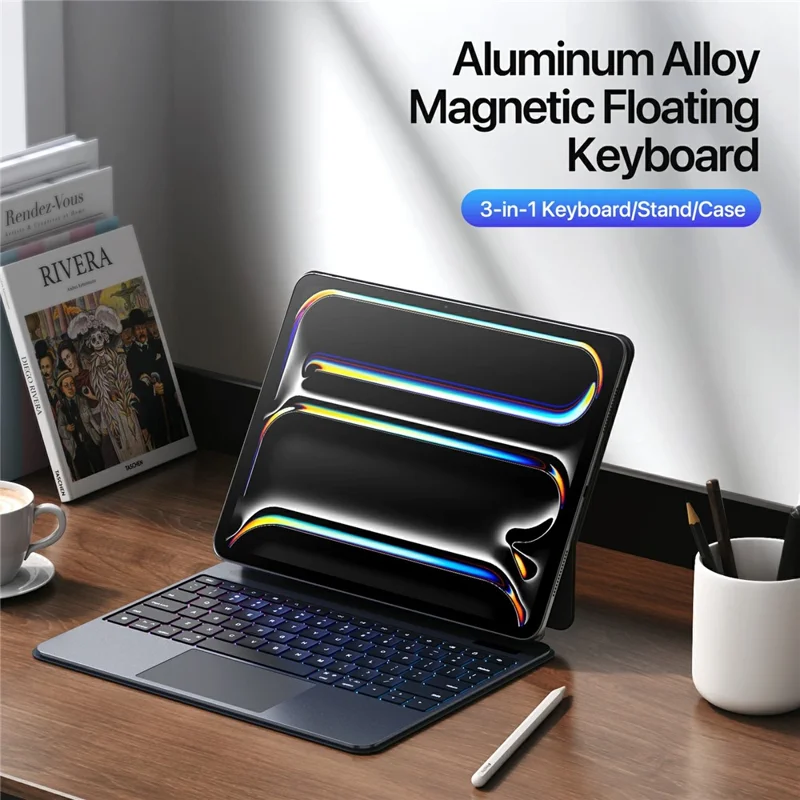 DUX DUCIS MK Pro For iPad Pro 13 (2024) Leather Case + Aluminum Alloy Magnetic Floating Keyboard with Trackpad