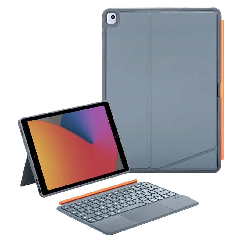 K05 Leather Case for iPad 10.2 (2021) / (2020) / (2019) Metal Rotating Hinge Bluetooth-Compatible Keyboard with Backlit