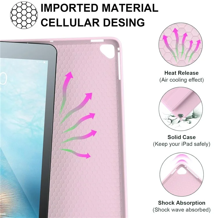 Skin Touch Leather Case for iPad Air 2 / Air (2013) / iPad 9.7-inch (2018) (2017) Bluetooth-Compatible Keyboard Stand Cover - Pink