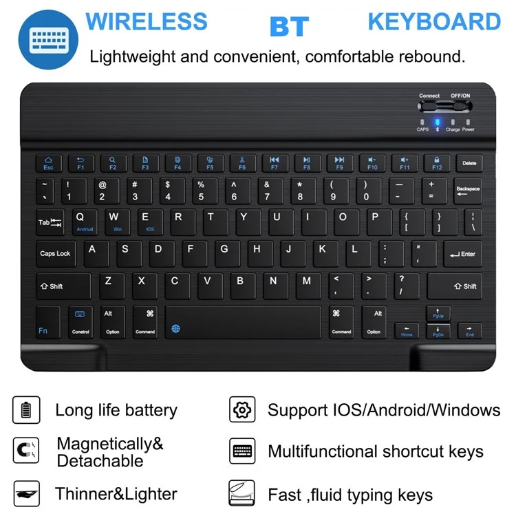 For iPad (2025) / iPad 10.9 (2022) Skin Touch Leather Case Bluetooth-Compatible Keyboard Stand Cover - Black