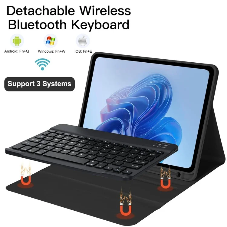 For iPad (2025) / iPad 10.9 (2022) Skin Touch Leather Case Bluetooth-Compatible Keyboard Stand Cover - Black