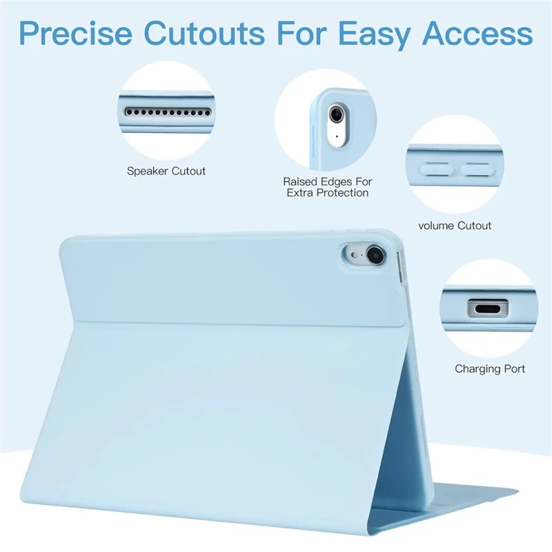 Leather Case for iPad Air 11 (2025) (2024)  /  iPad Air (2022) (2020) Bluetooth-Compatible Keyboard Stand Cover - Sky Blue