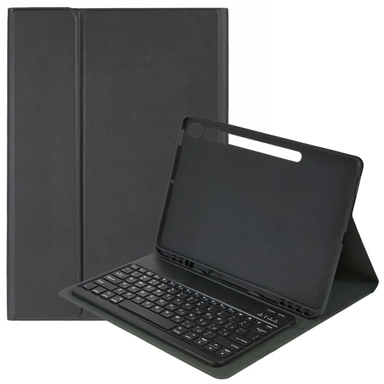 For Samsung Galaxy Tab S10 FE+ PU Leather Stand Case with Bluetooth-Compatible Keyboard, English + Ukrainian Keyboard