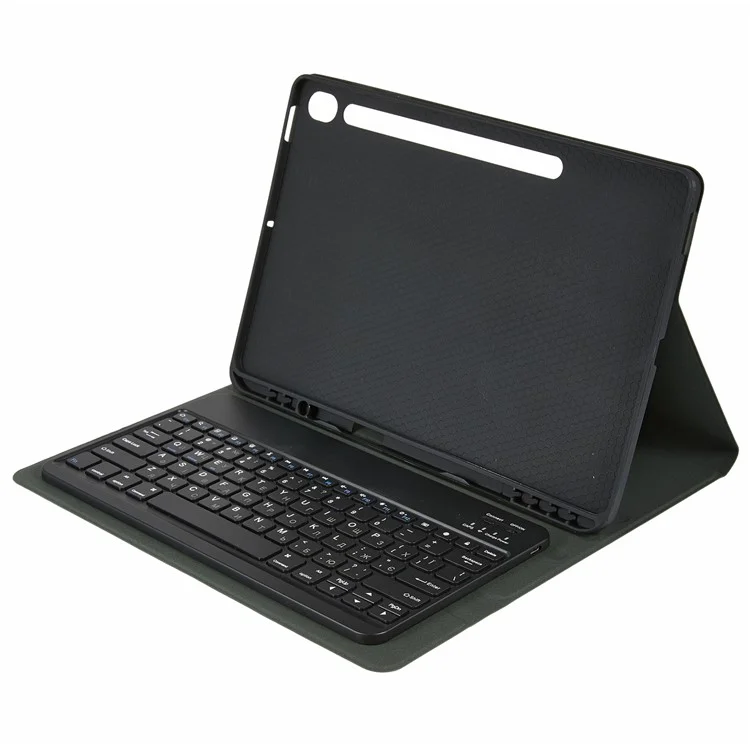 For Samsung Galaxy Tab S10 FE+ PU Leather Stand Case with Bluetooth-Compatible Keyboard, English + Ukrainian Keyboard