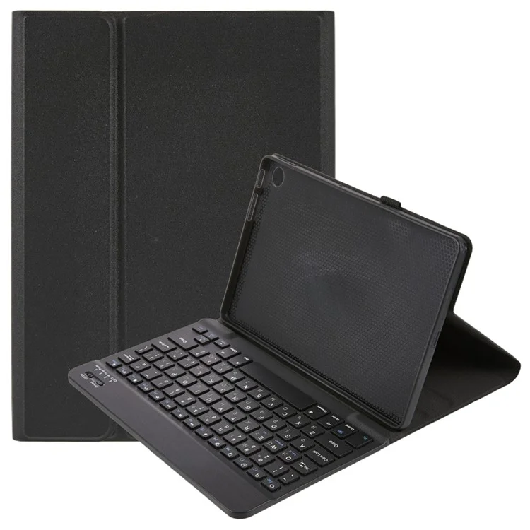 For Lenovo Tab 10.1 (2025) TB311 PU Leather Stand Case with Bluetooth-Compatible Keyboard, English + Ukrainian Keyboard