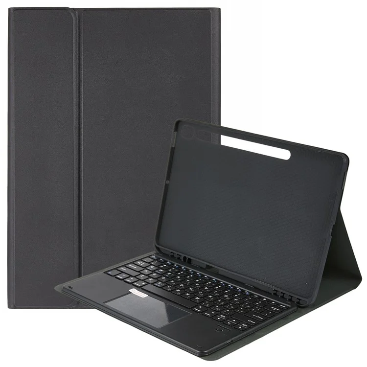 For Samsung Galaxy Tab S10 FE+ Leather Case with English Ukrainian Bluetooth-Compatible Keyboard with Touchpad