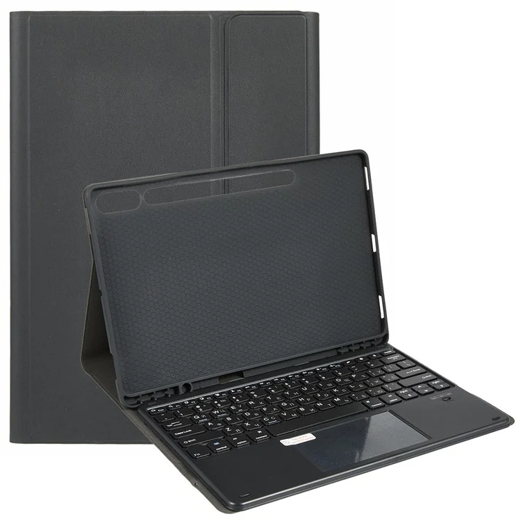 For Samsung Galaxy Tab S10+ Leather Case with English Ukrainian Bluetooth-Compatible Keyboard with Touchpad