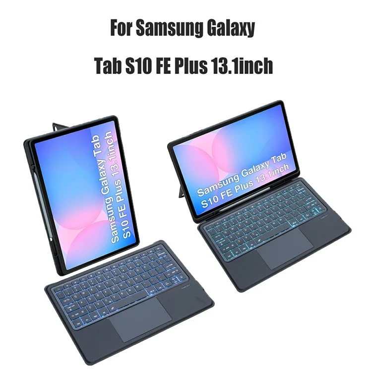 Custodia in pelle con tastiera Bluetooth retroilluminata T820B-AS per Samsung Galaxy Tab S10 FE+ X620 / X626B
