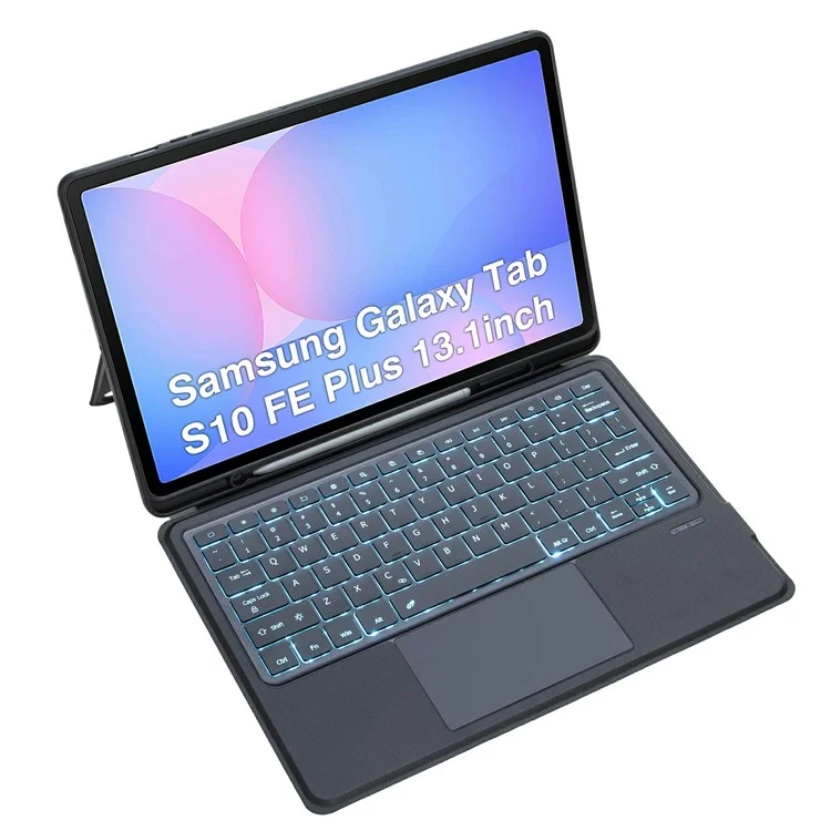 Custodia in pelle con tastiera Bluetooth retroilluminata T820B-AS per Samsung Galaxy Tab S10 FE+ X620 / X626B