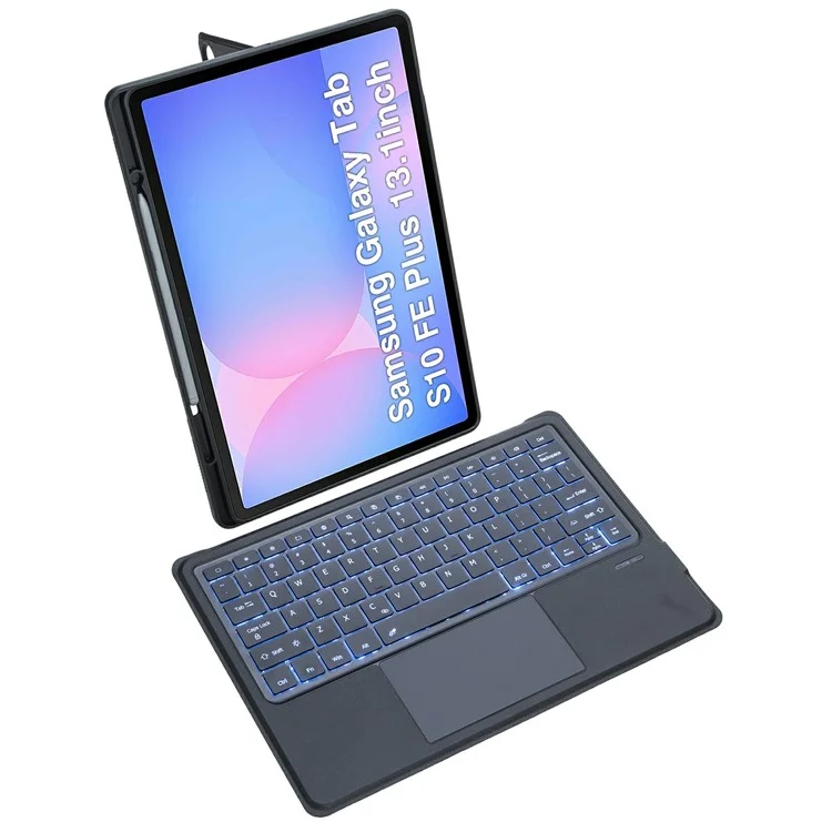 Custodia in pelle con tastiera Bluetooth retroilluminata T820B-AS per Samsung Galaxy Tab S10 FE+ X620 / X626B