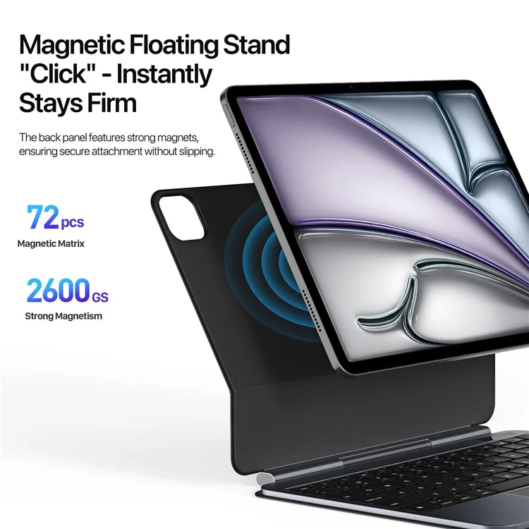DUX DUCIS MK Pro Hülle für iPad Air 11 (2025) / (2024) / Air (2022) / (2020) / Pro 11 (2022) / (2021) / (2020) / (2018) + Magnetische Tastatur aus Aluminium-Legierung mit Schwebeeffekt