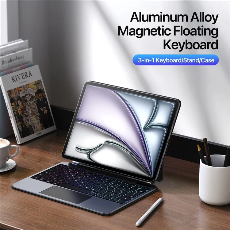 DUX DUCIS MK Pro Hülle für iPad Air 11 (2025) / (2024) / Air (2022) / (2020) / Pro 11 (2022) / (2021) / (2020) / (2018) + Magnetische Tastatur aus Aluminium-Legierung mit Schwebeeffekt