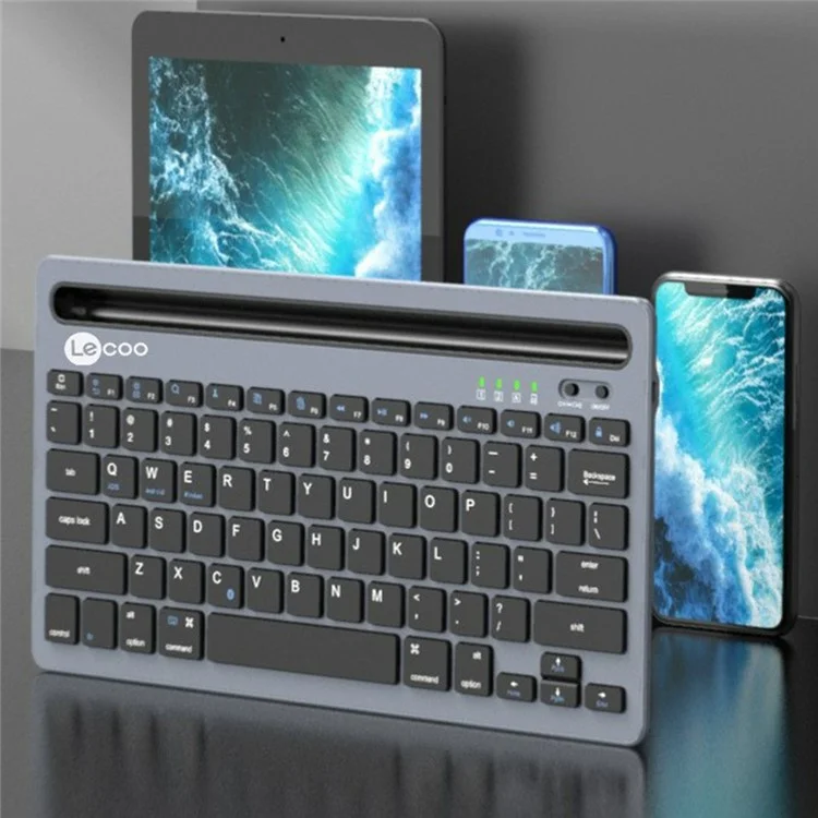 LECOO KB100 Universal Wireless Bluetooth-Compatible Keyboard for Laptop / Phone / Tablet - Grey