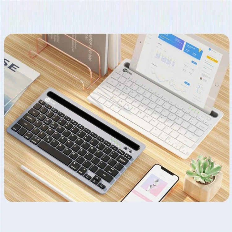 LECOO KB100 Universal Wireless Bluetooth-Compatible Keyboard for Laptop / Phone / Tablet - Grey